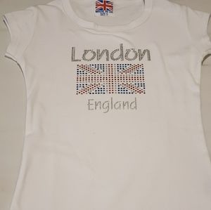 White tee-shirt size small with union jack flag